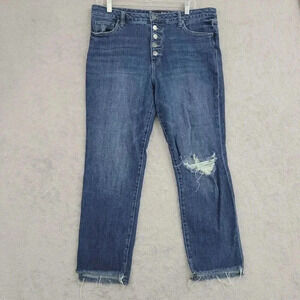 Kut From The Kloth Womens Distressed Button-Fly Jeans Size 14 Cotton Blend  9CT